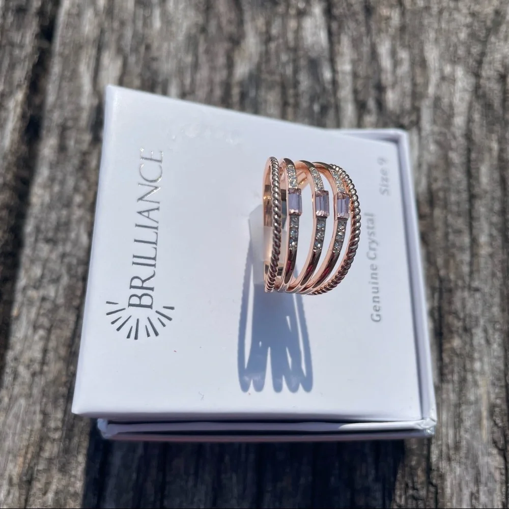 7, 8, 9 NWT brilliant genuine crystal rose gold plated ring - Picture 4 of 12